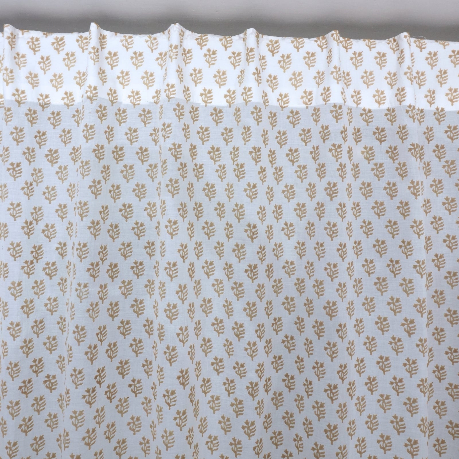 Handcrafted Yellow Floral Back Tab Cotton Curtain - Pudina