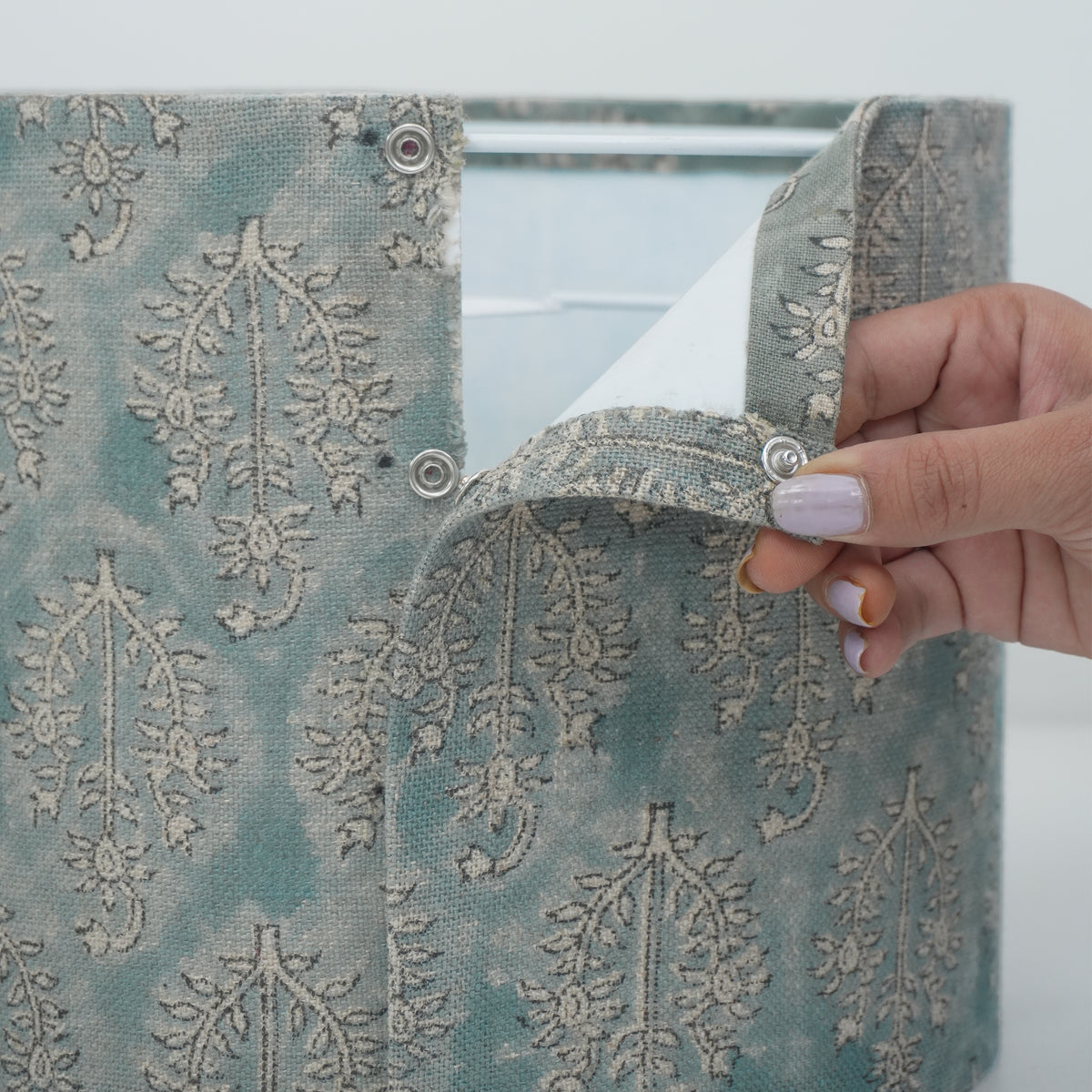 Handcrafted Gray Floral Detachable Linen Lampshade – Neelgagan 