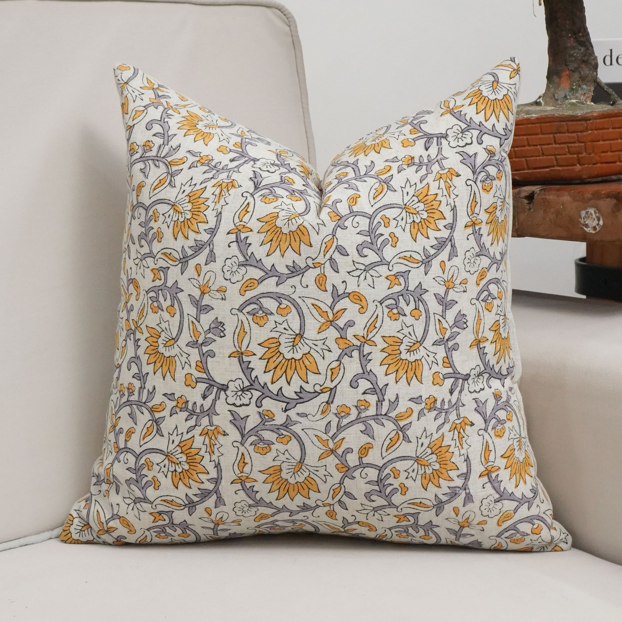 Madhav Indian Block Print Viscose Linen Cushion Cover