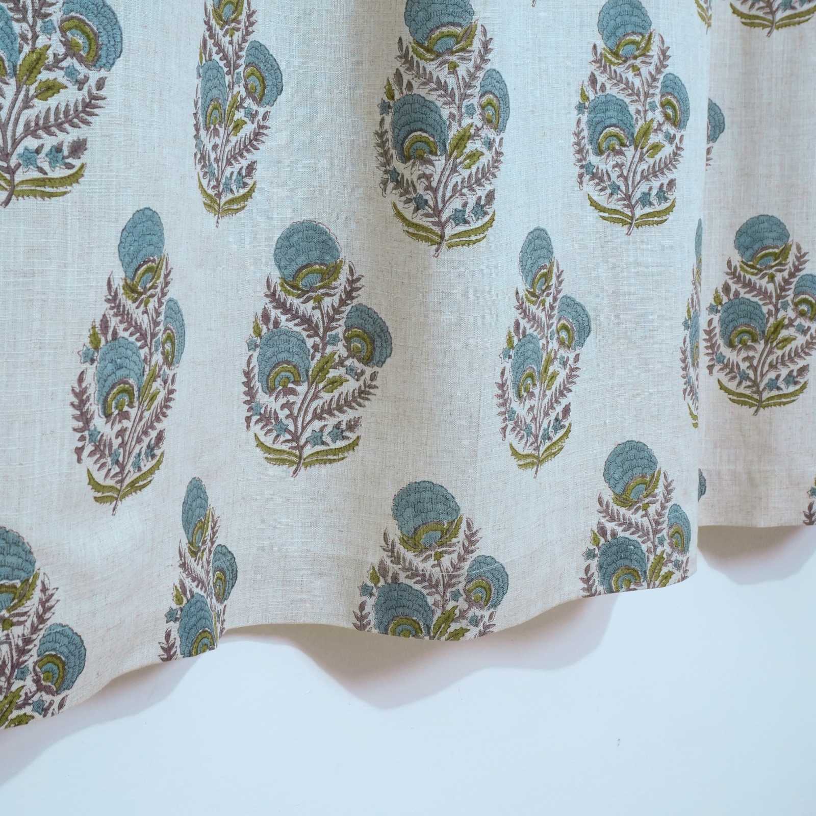 Mohini Hand Block Print Tab Top Curtains | Blue Linen