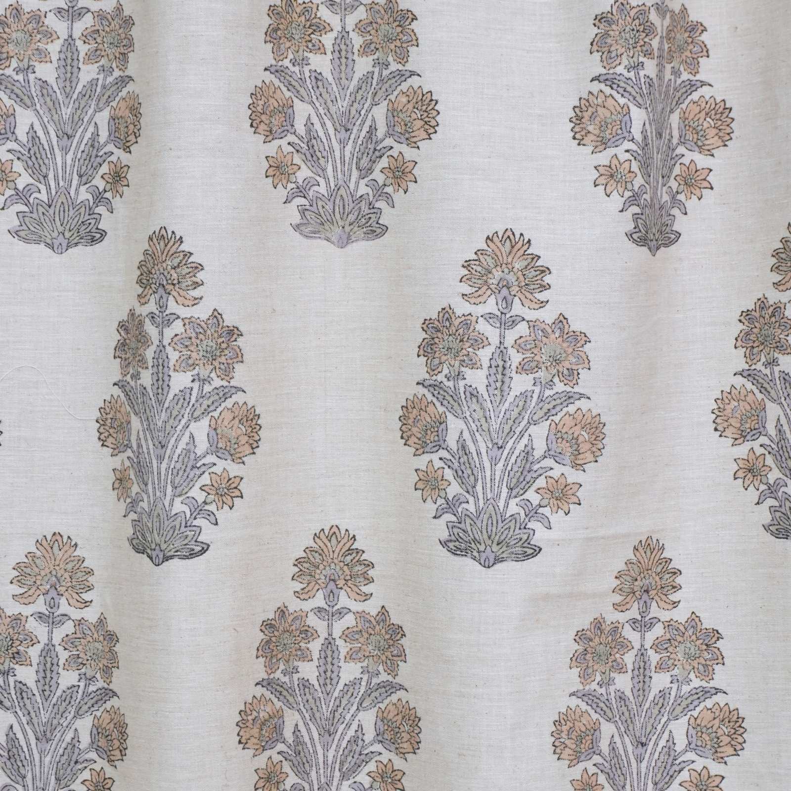Indian Handmade Morpankh Floral Linen Blend Curtains 