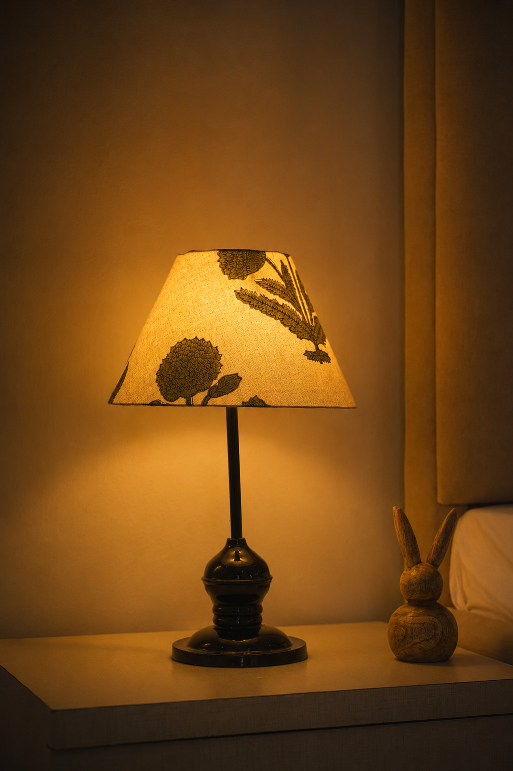 Handcrafted Sage Green Floral Linen Lampshade - Badshah