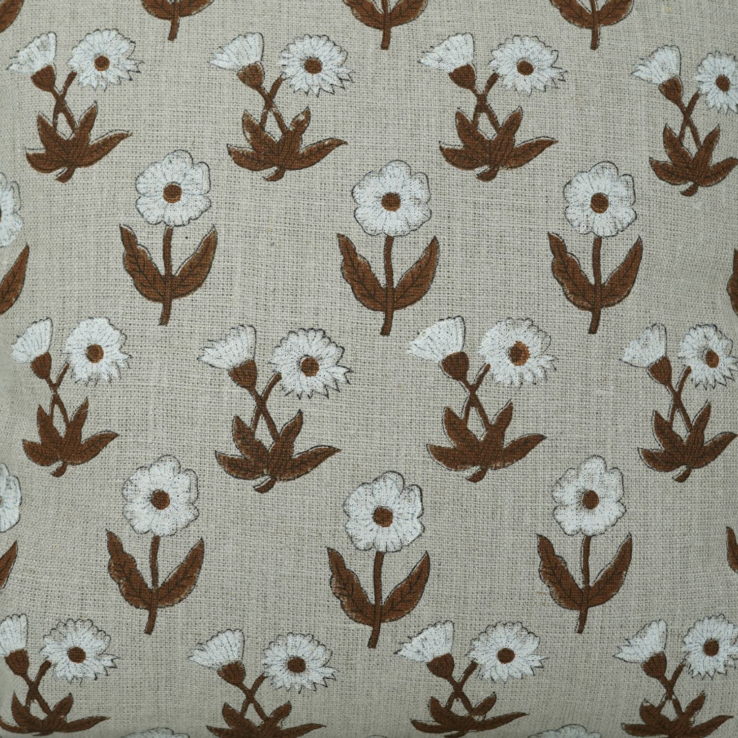 Block Printed Thick Linen Pillow Cover - Kirti By Fabdivine