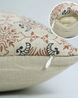 Indian Hand Printed Black and Brown Floral Throw Cushion Case in Pure Linen – Chakrvyuh Design