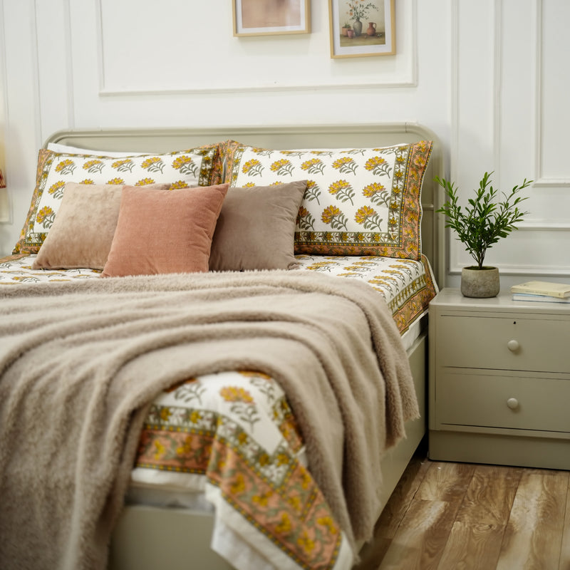 Block Print Cotton Bedsheets for Queen & King Size Beds