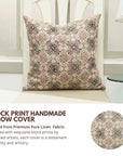 Indian Hand Printed Black and Brown Floral Throw Cushion Case in Pure Linen – Chakrvyuh Design