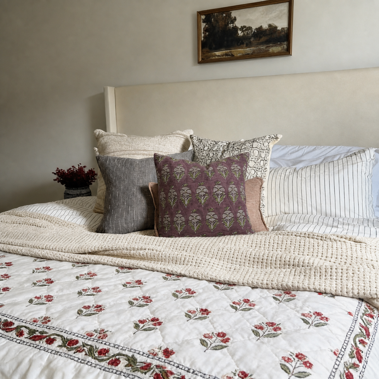 Block Printed Designer Boho Pillow - Mormukut