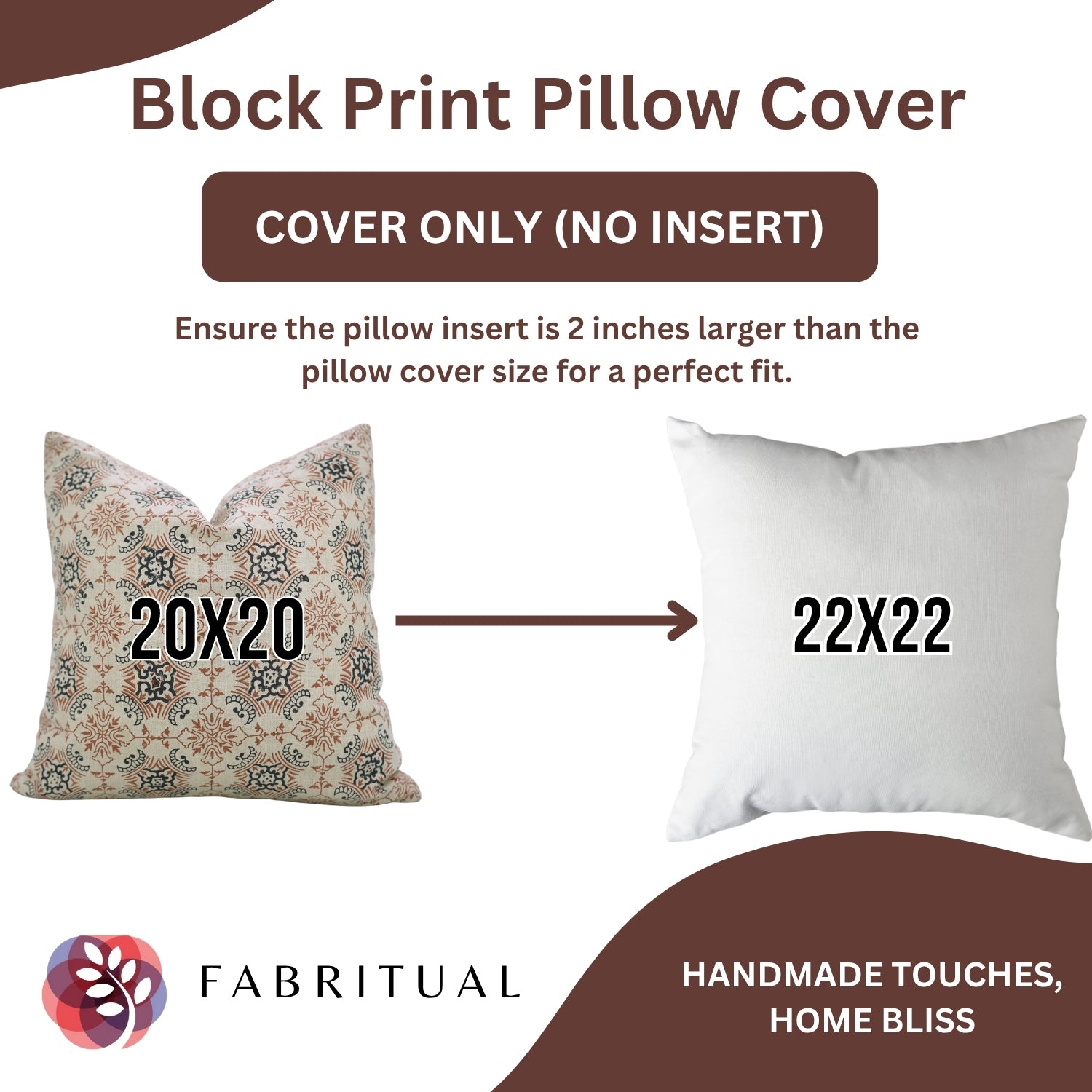 Indian Hand Printed Black and Brown Floral Throw Cushion Case in Pure Linen – Chakrvyuh Design