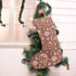 Coconut & Silver Pink Handcrafted Block Printed Christmas Stockings with Pompom Detailing Kundanvan Design on Thick Linen Fabric Holiday Decor