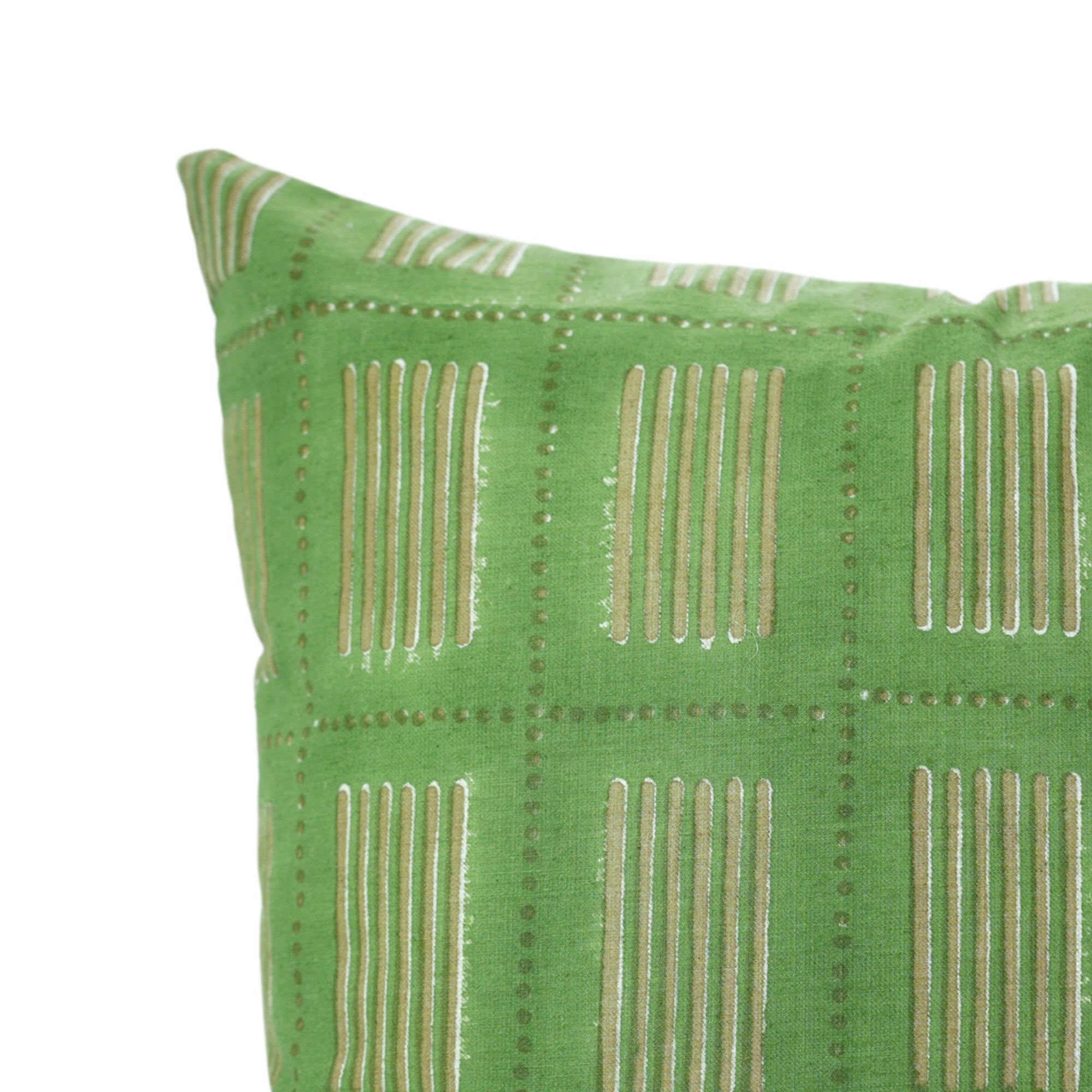 Indian Hand-Stamped Green Floral Linen Blend Boho Throw Pillow Cover for Indoor Decor – Yug 