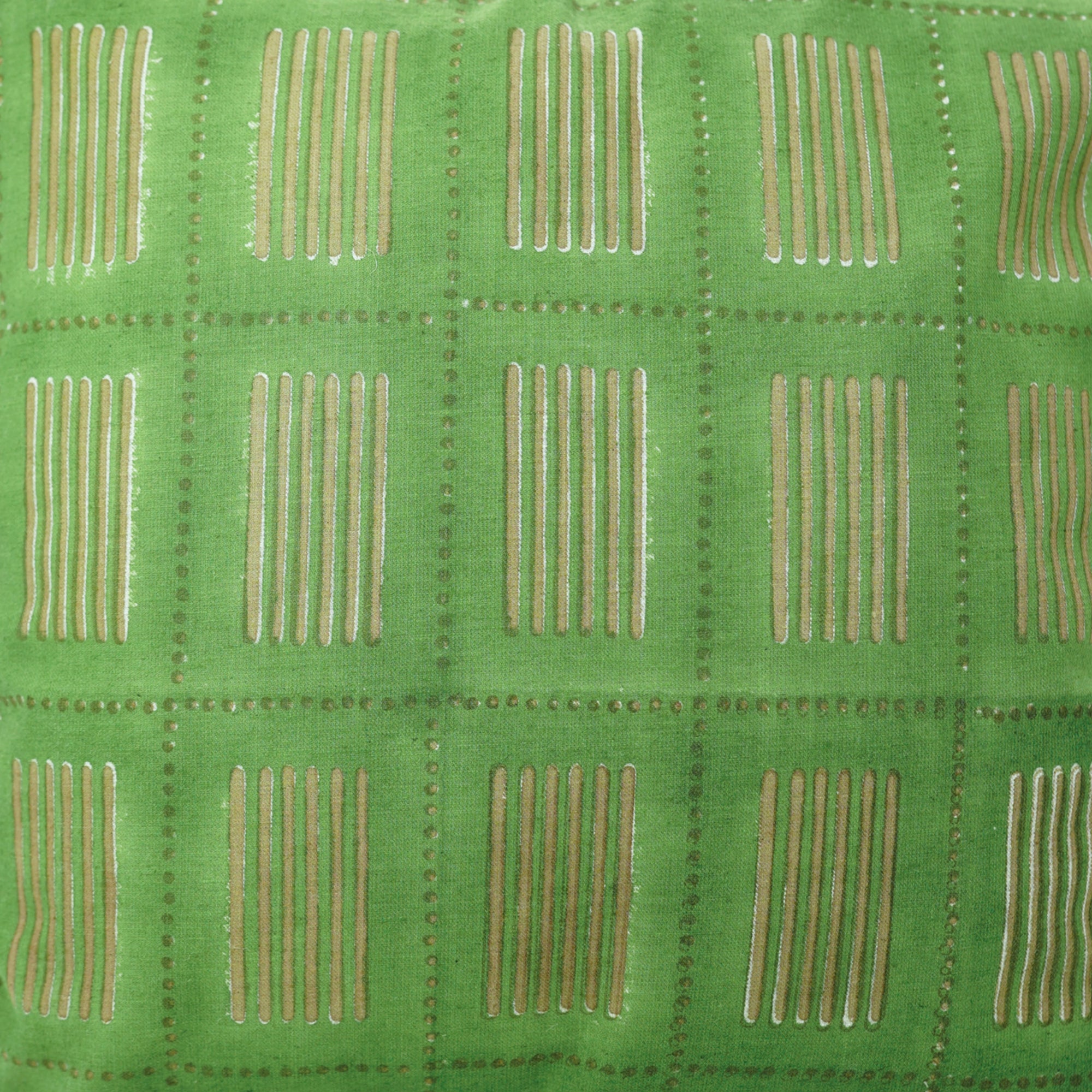 Indian Hand-Stamped Green Floral Linen Blend Boho Throw Pillow Cover for Indoor Decor – Yug 
