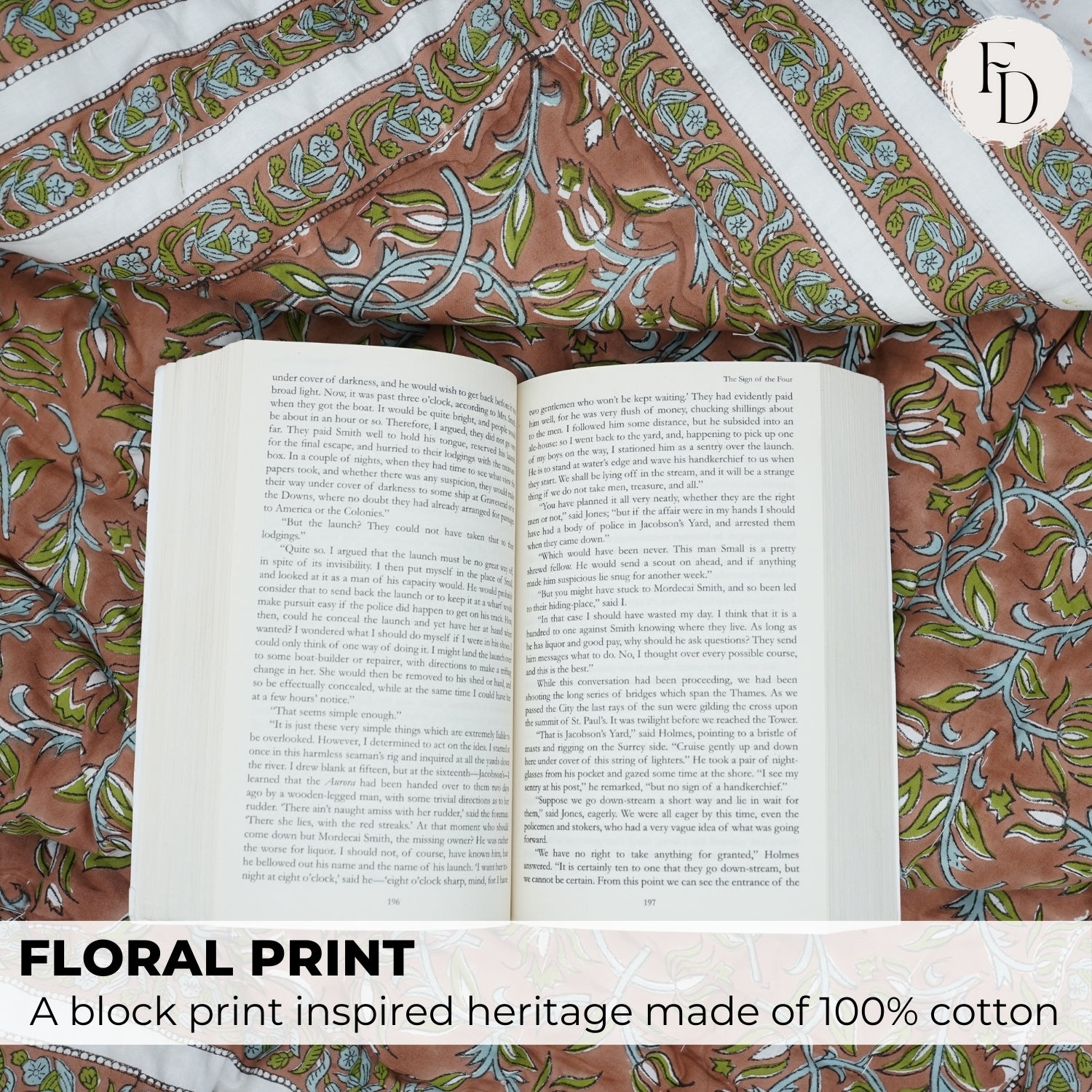 Kamal Dutta Hand Block Print Reversible Cotton Quilt