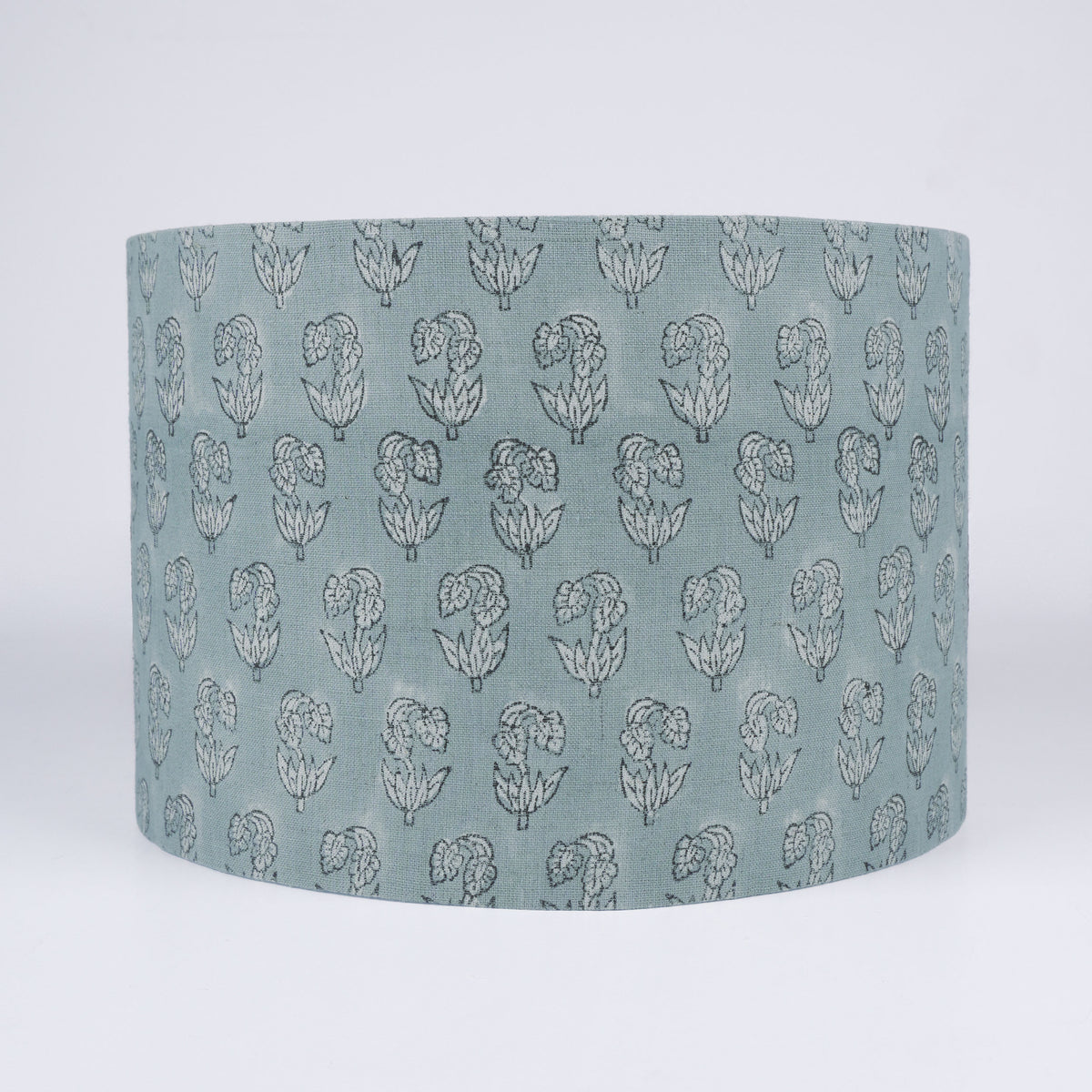Indian Hand Printed Sage Green Floral Linen Lampshade - Superstar