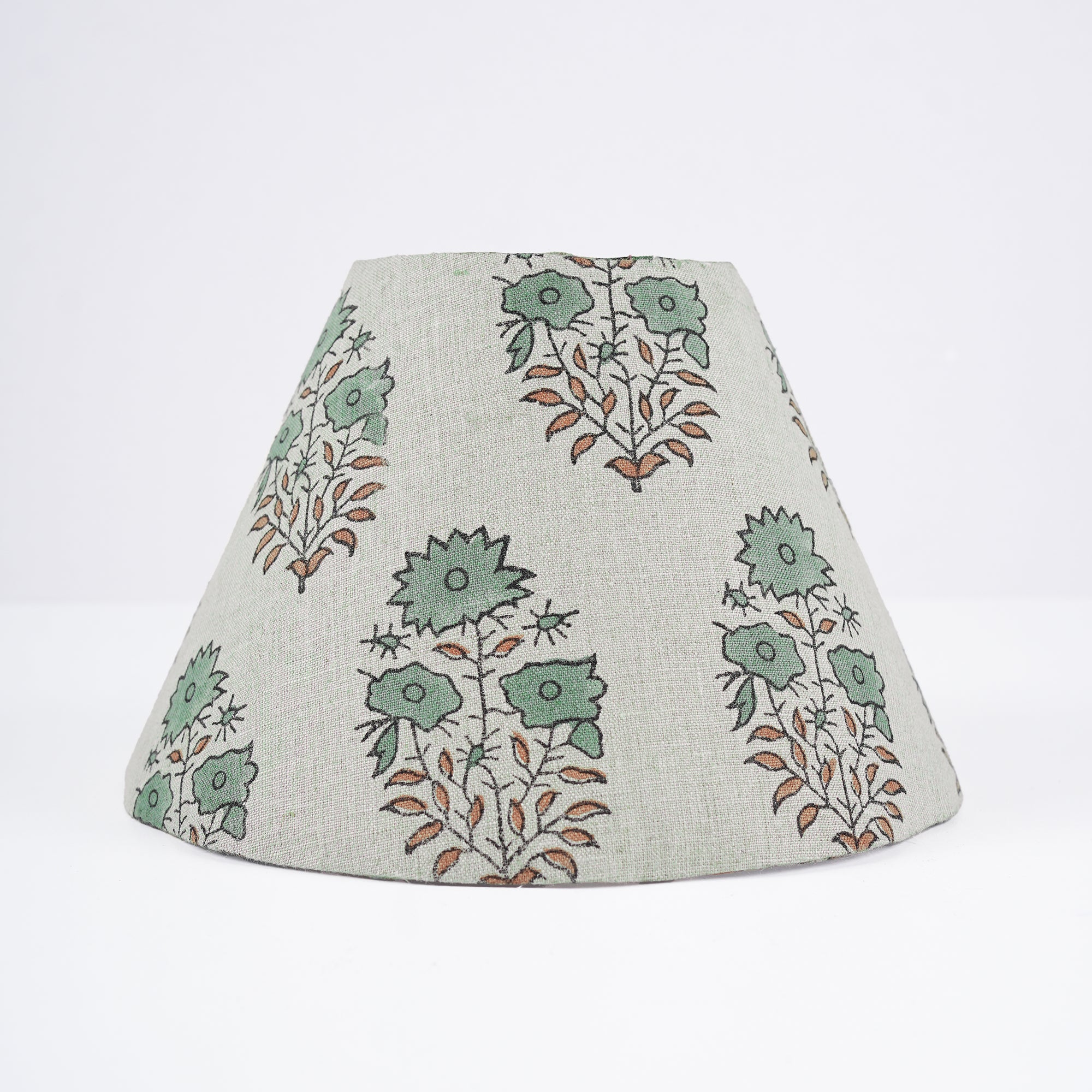 Indian Mayra Brown Block Print Pure Linen Table Lampshade