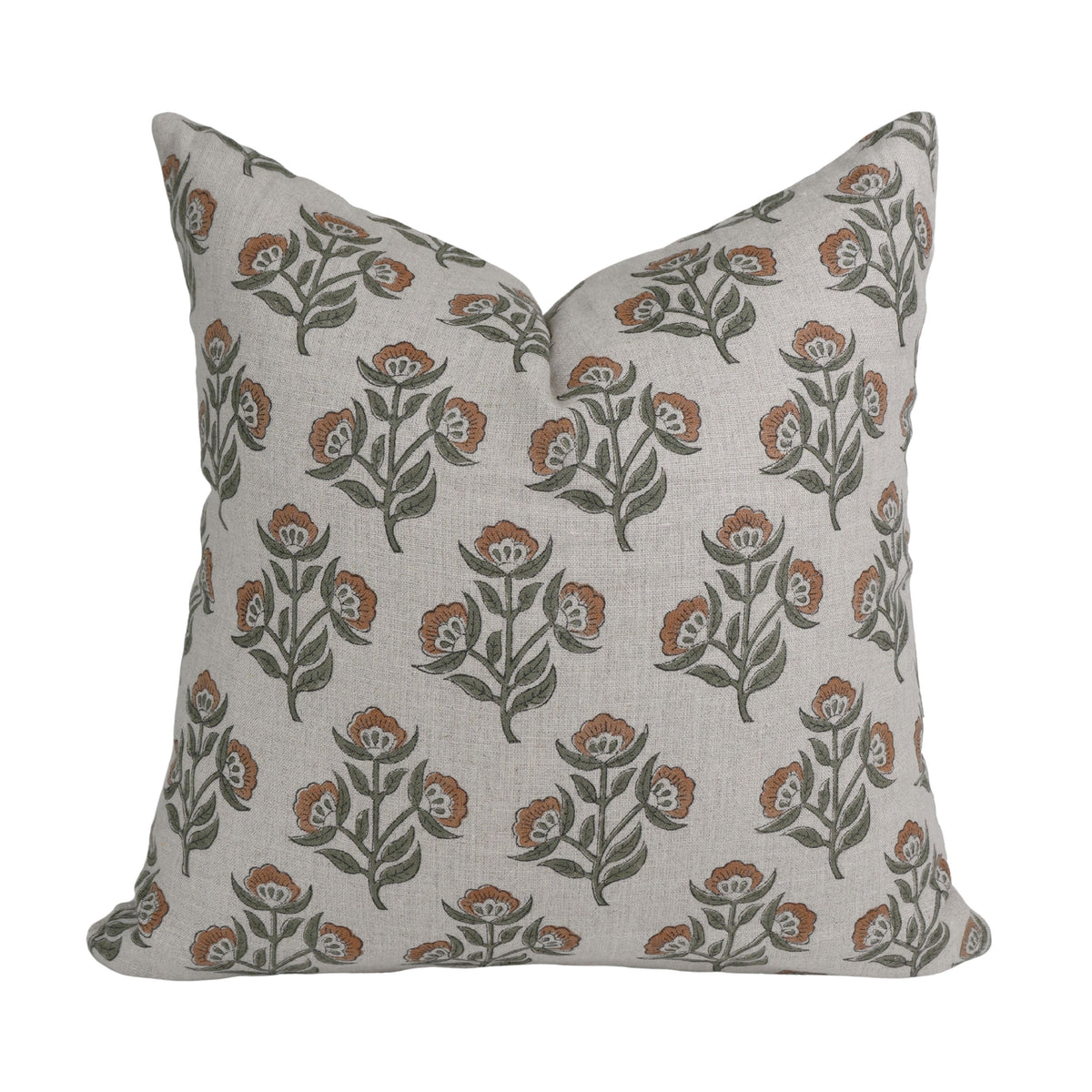 Rust Floral Pure Linen Indian Print Cushion Cover – Bael Patra