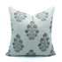 Morpankh Block Print Pure Linen Cushion Cover Green Floral 