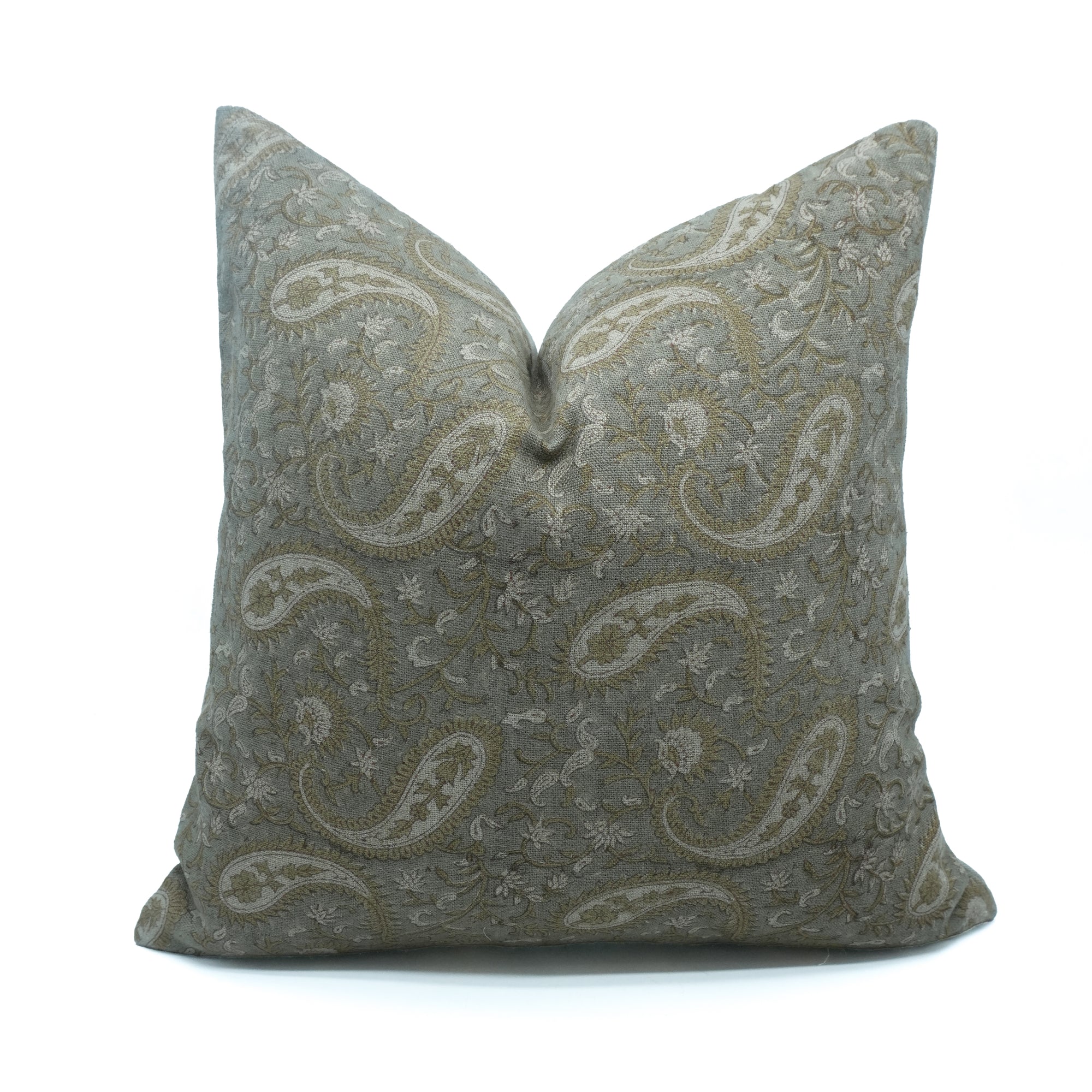 Gray Floral Kiara Indian Printed Thick Linen Cushion Case