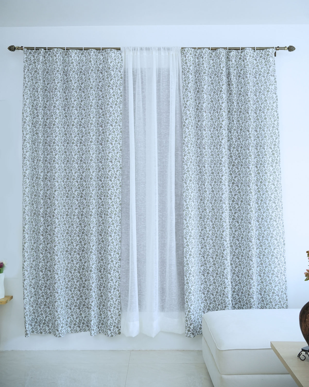 Floral Handcrafted Boho Curtain on Viscose Colored Linen || Varanasi
