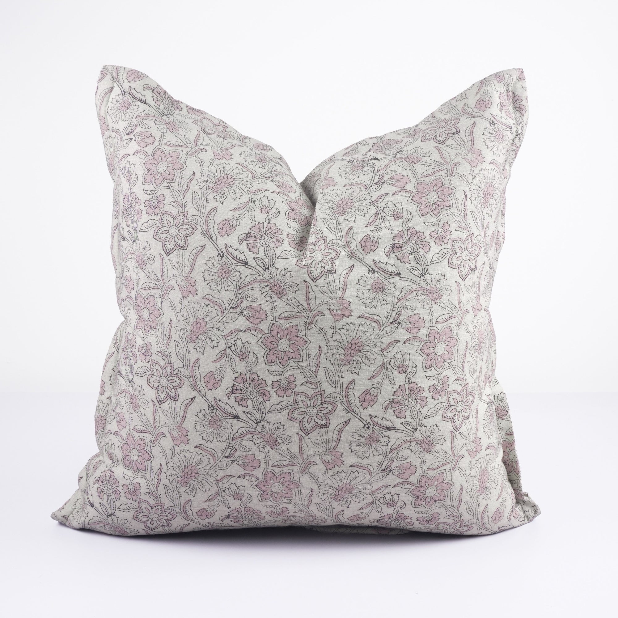 Indian Block Print Linen Blend Oxford Cushion Cover - Jarul