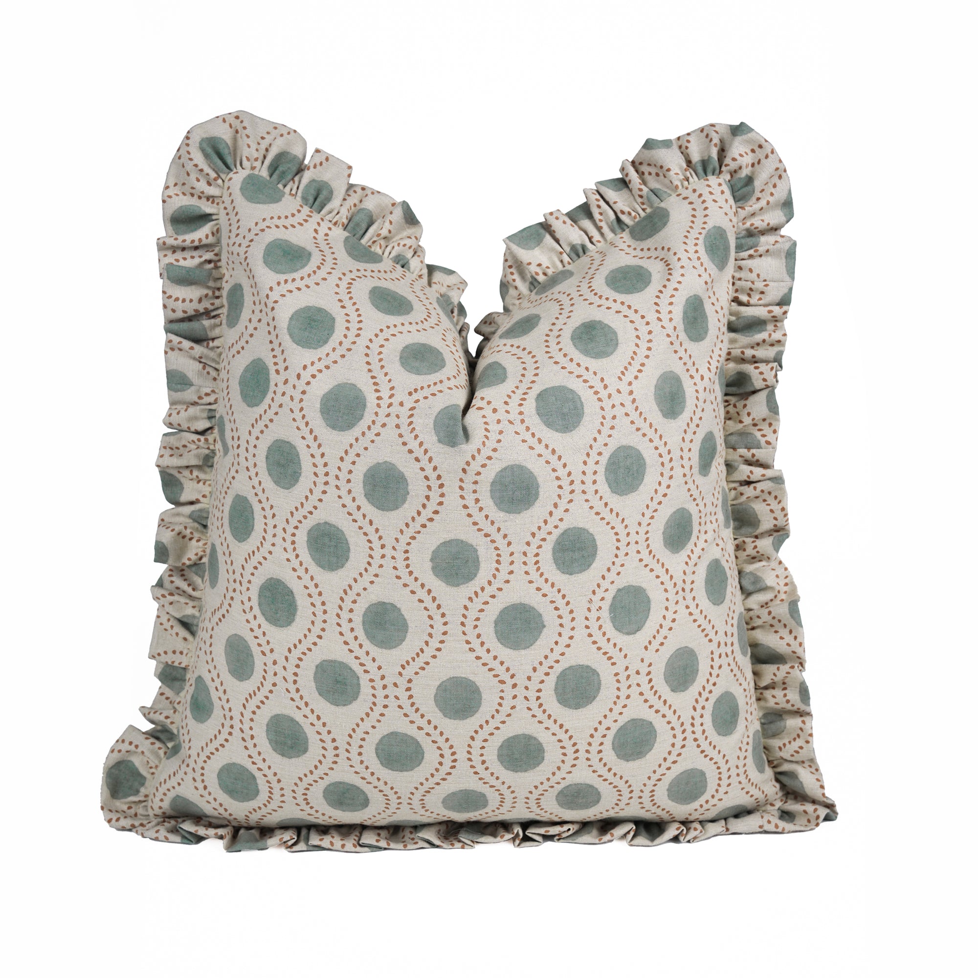 Handmade Boho Dotted Frill Pillow Cover – Rajbhog Block Print