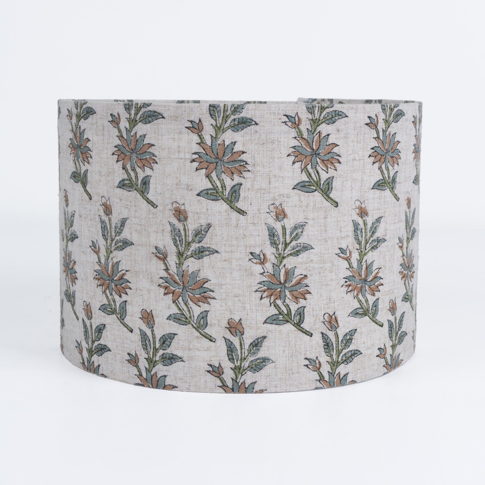 Block Printed Viscose Linen Dusty Peach Lampshade || Deepika