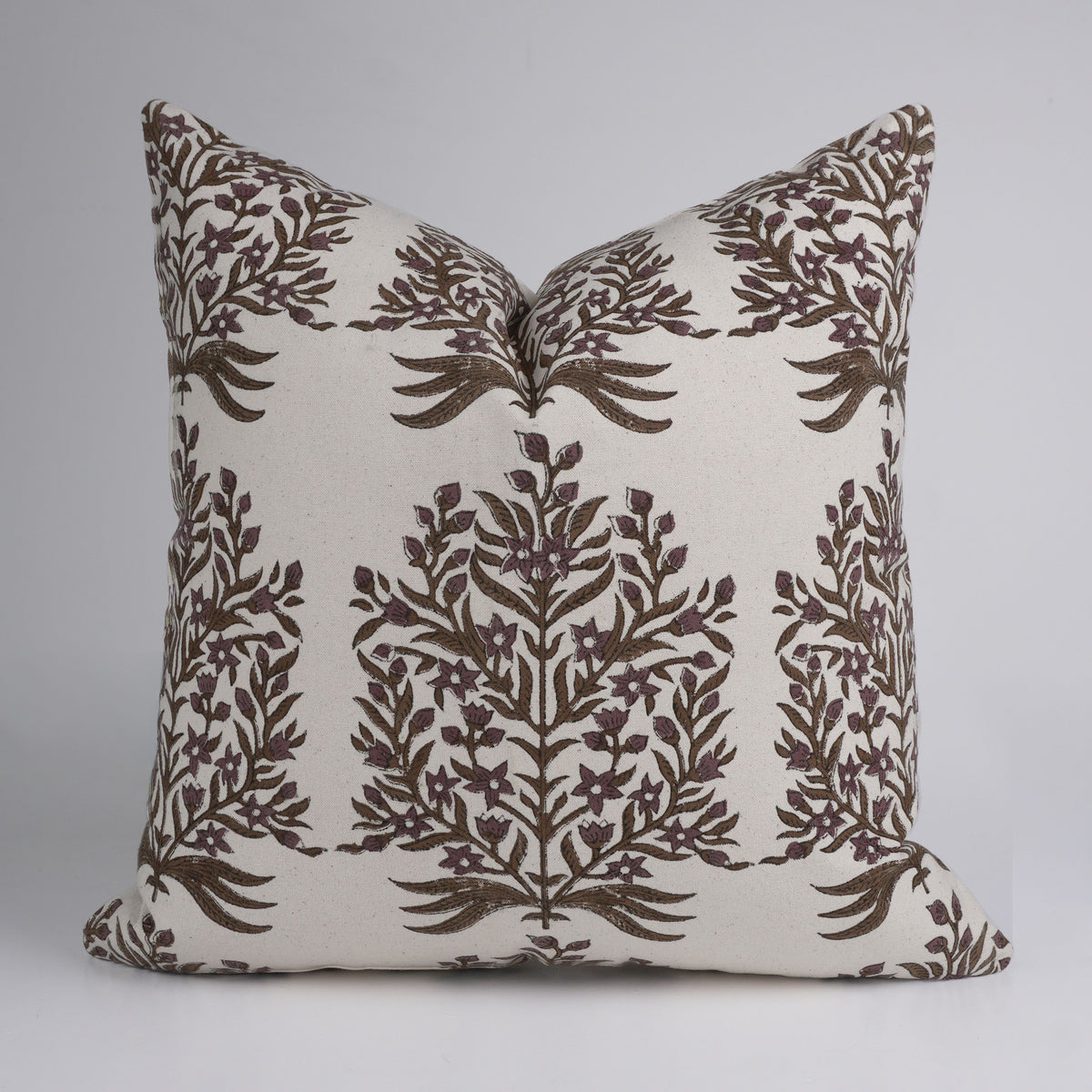 Virandavan Botanical Duck Canvas Block Print Throw Pillow 