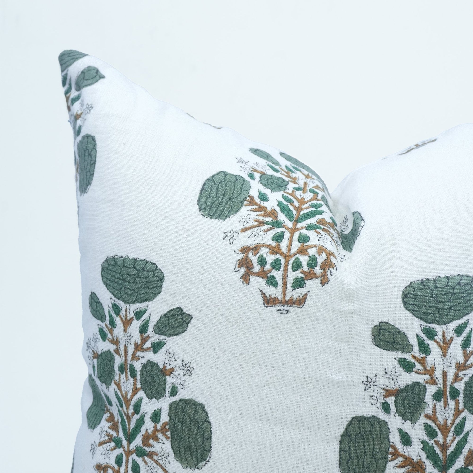 Indian Printed Pillow Cover | Gray Swadesh on Pure White Linen
