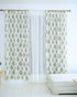 Indian Block Print Ring Curtain in Green & Grey Floral - Morpankh