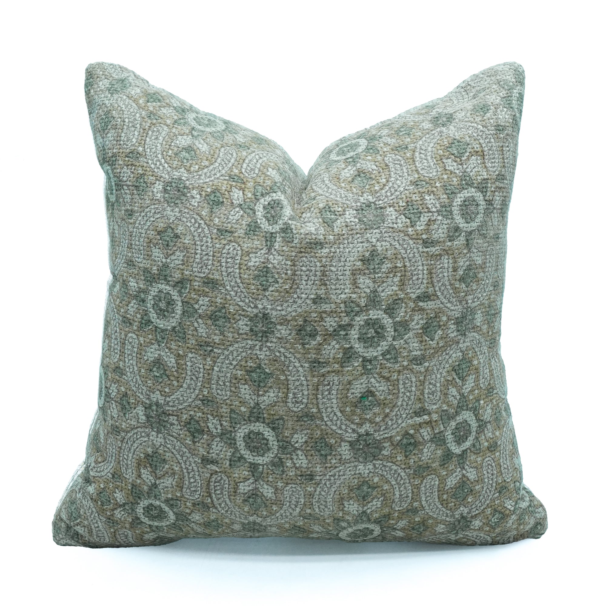 Indian Artisan Jute Linen Cushion Cover Gray Floral - Mahek
