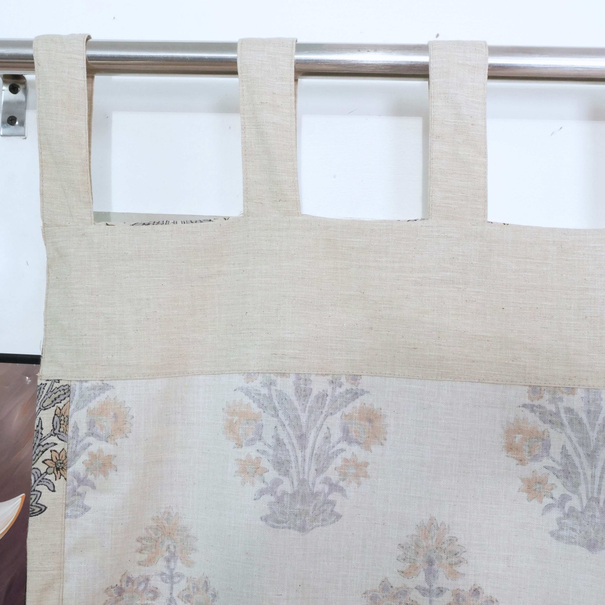 Indian Handmade Morpankh Floral Linen Blend Curtains 