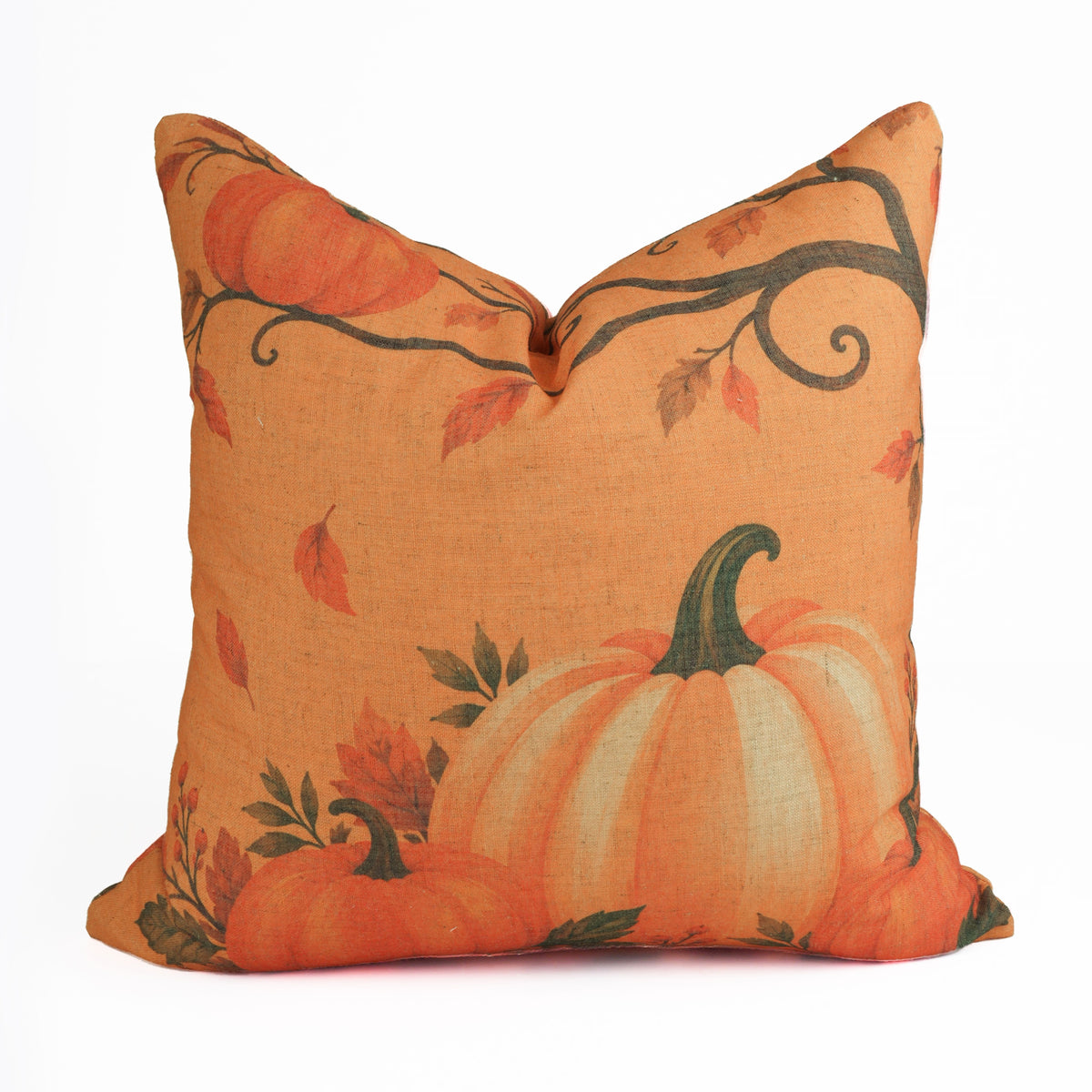 Pumpkin Orange Fall Harvest Linen Seasonal Decor Pillow Cover 