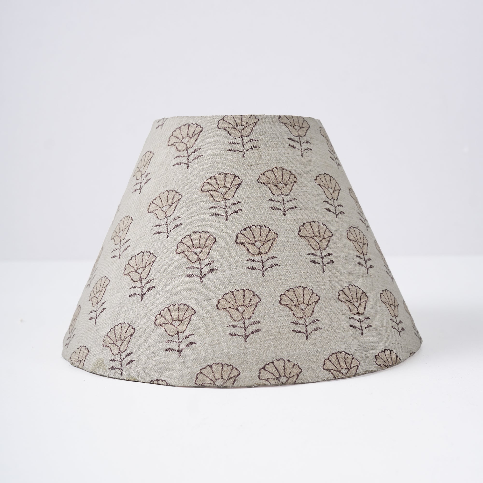Indian Beige Floral Linen Blend Floor Lampshade - Kohinoor