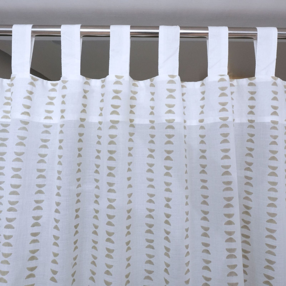 Block Printed Mustard Floral Cotton Window Curtain - Rudra