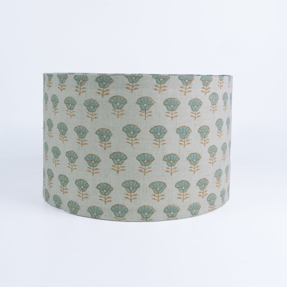 Indian Block Print Grey Floral Pure Linen Lampshade - Kohinoor