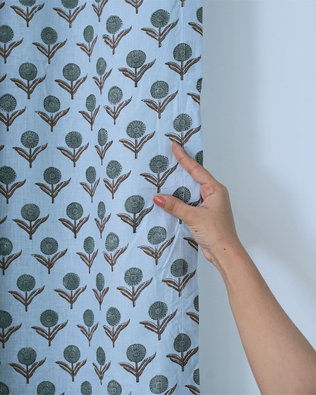 Indian Block Print Viscose Linen Window Curtains - Gendapushpa