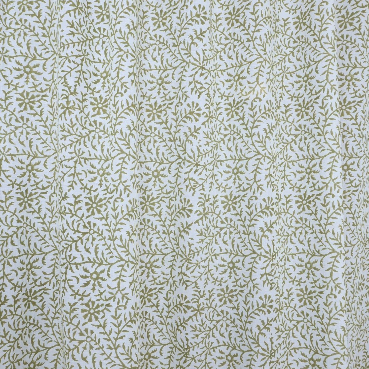 Wooden Block Print Curtain 100% Cotton - Green Jungli Ghass