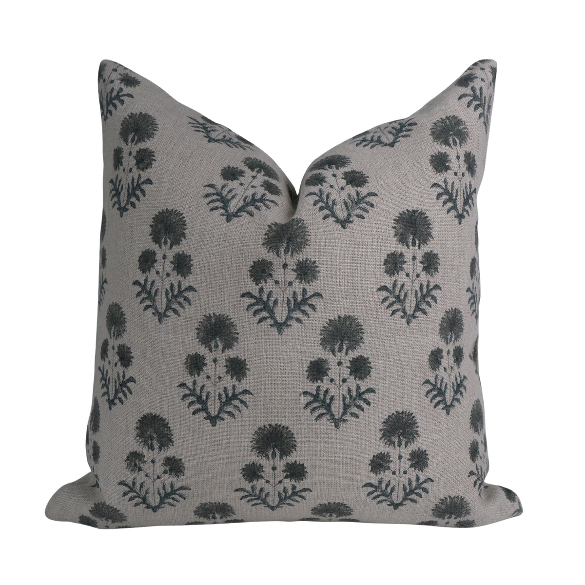 Block Print Decor Rishi Slate Grey Linen Boho Pillow Cover