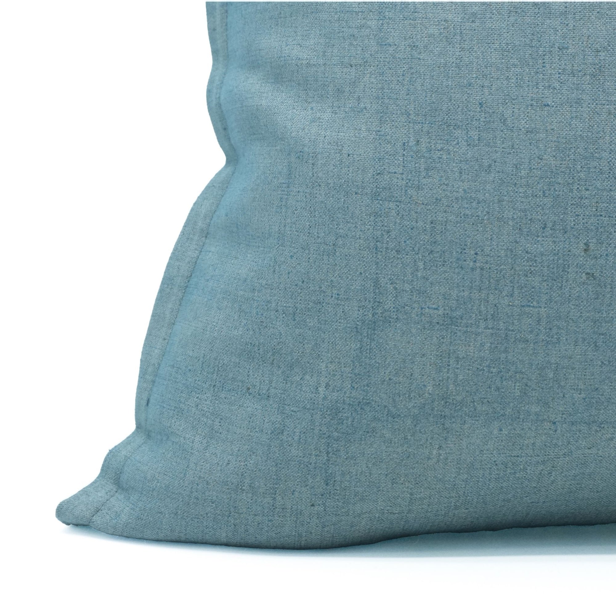 Solid Blue Thick Linen Oxford Throw Pillow Cover