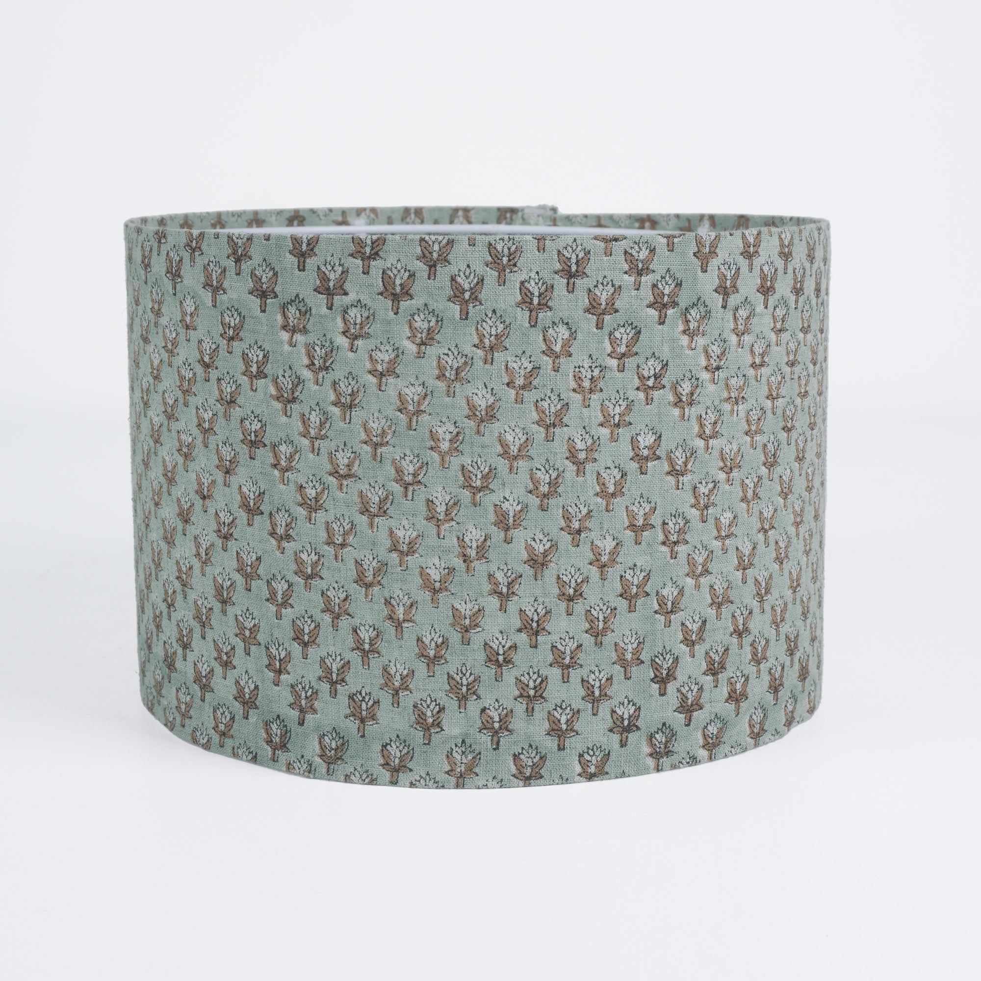 Handcrafted Sage Green Linen Drum Lampshade - Mogra