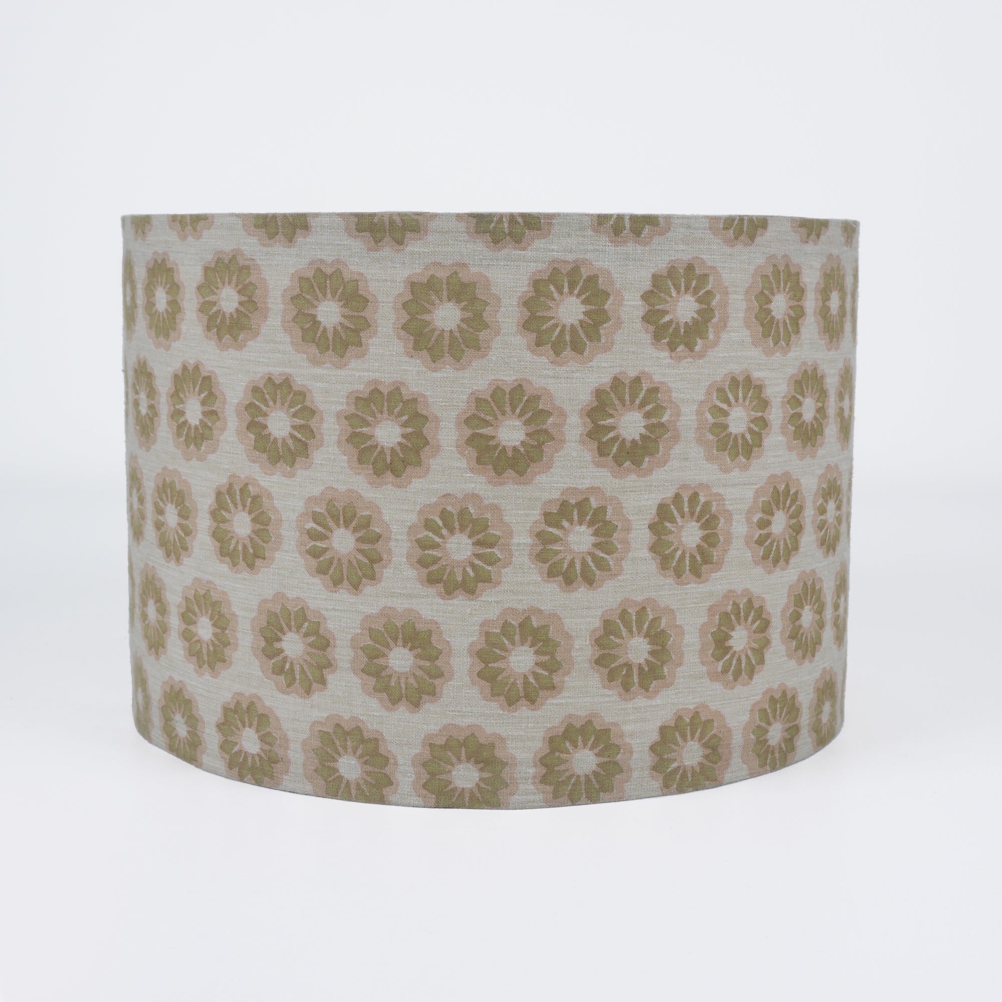 Block Print Linen Blend Dusty Pink Floral Lampshade - Bulbul