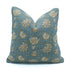 Vasundhra Hand Block Print Jute Linen Cushion Cover Blue Floral
