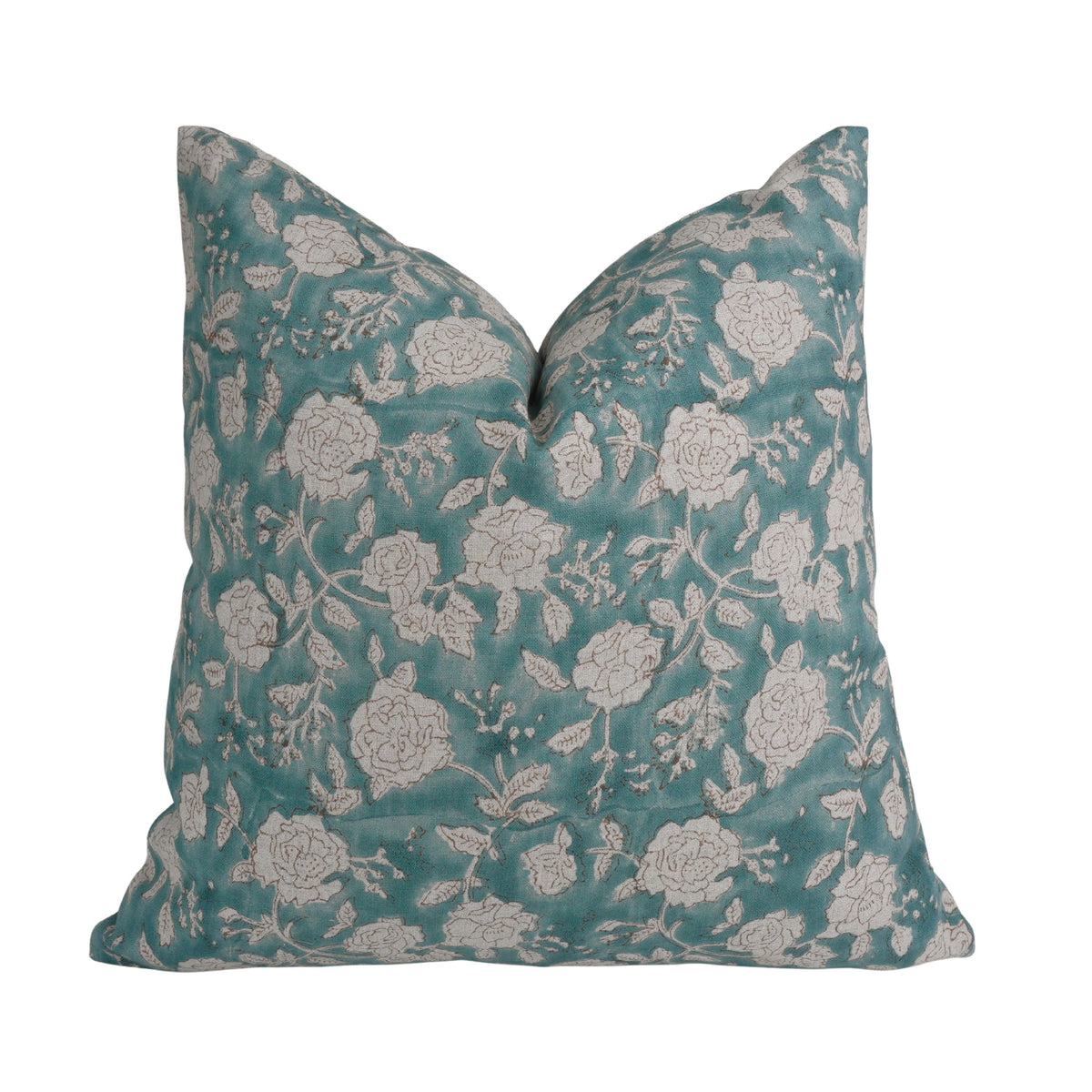 Handcrafted Decor Rameshwaram Teal Linen Pillow Cover