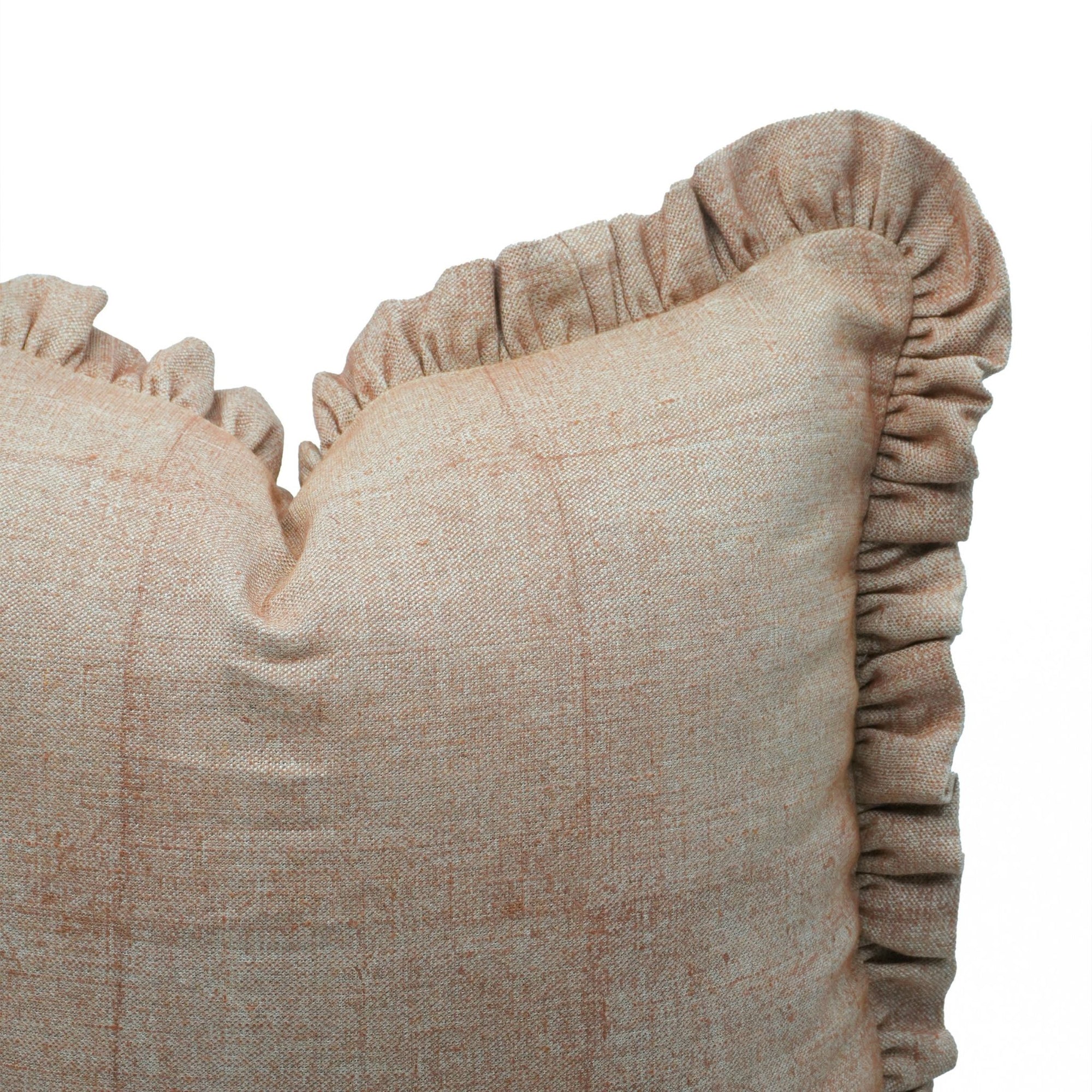 Solid Beige Thick Linen Ruffle Pillow Cover | Home Decor Accent
