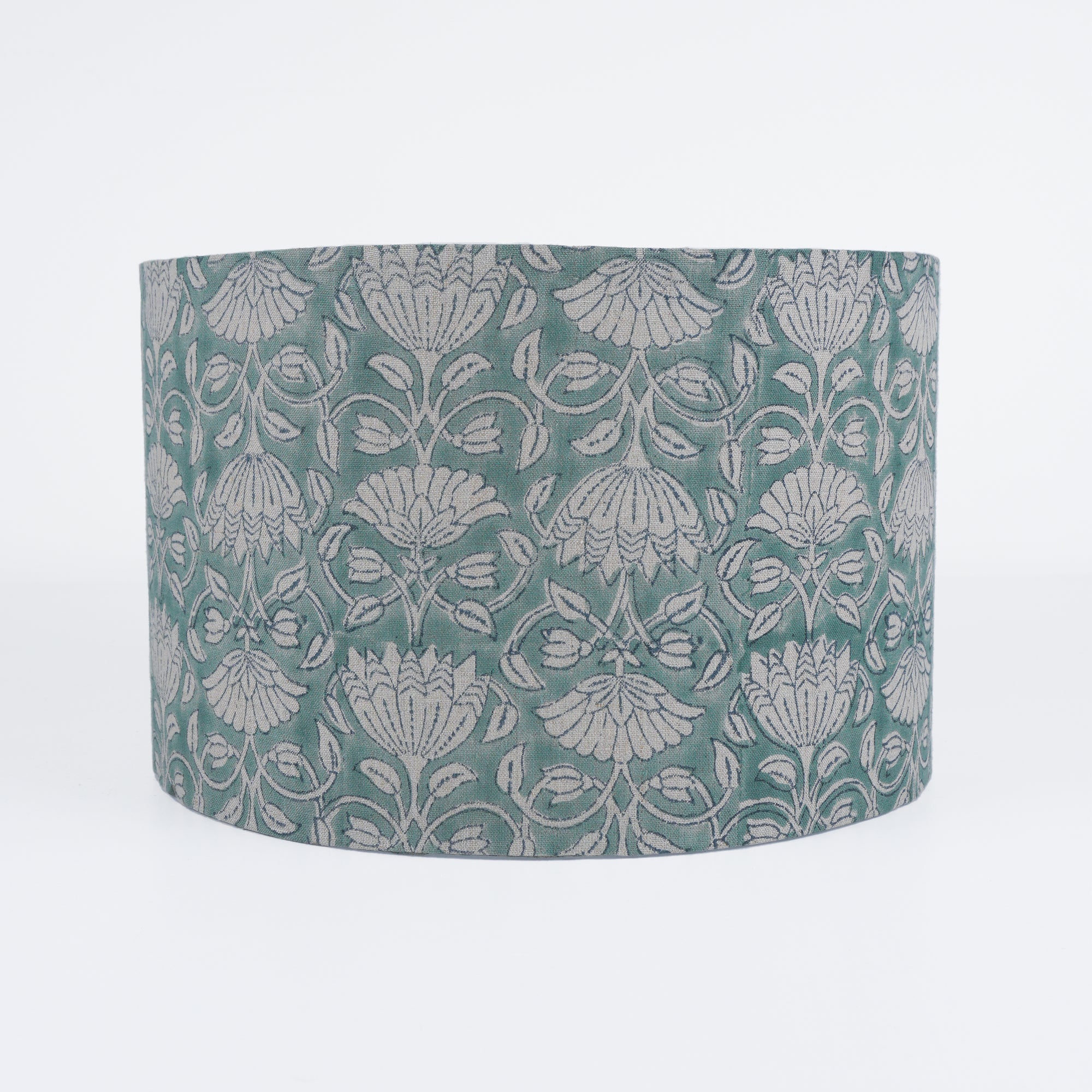 Sage Green Ulta Kamal Hand Printed Linen Drum Lampshade
