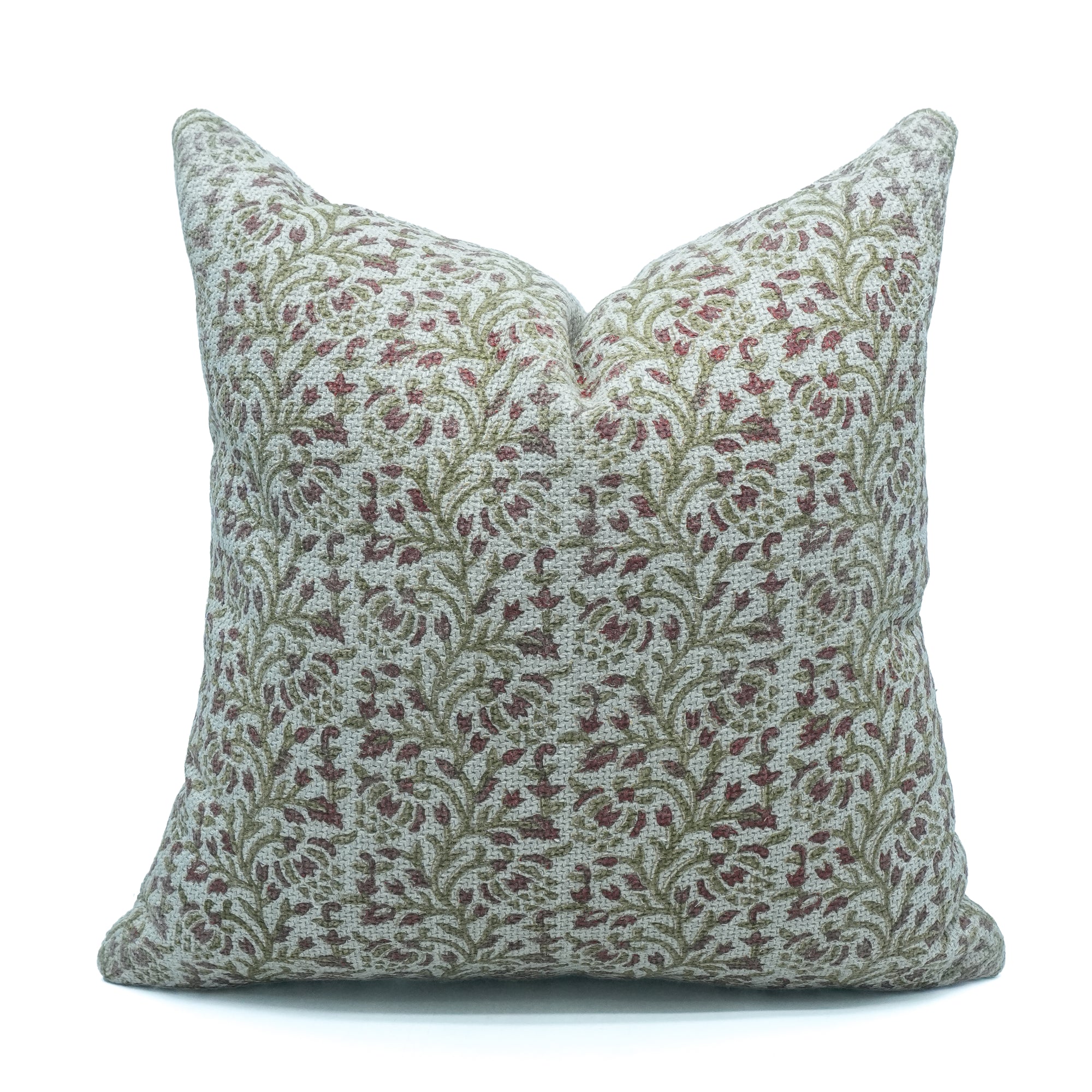 Suhana Bell Red Hand Block Print Jute Linen Cushion Case