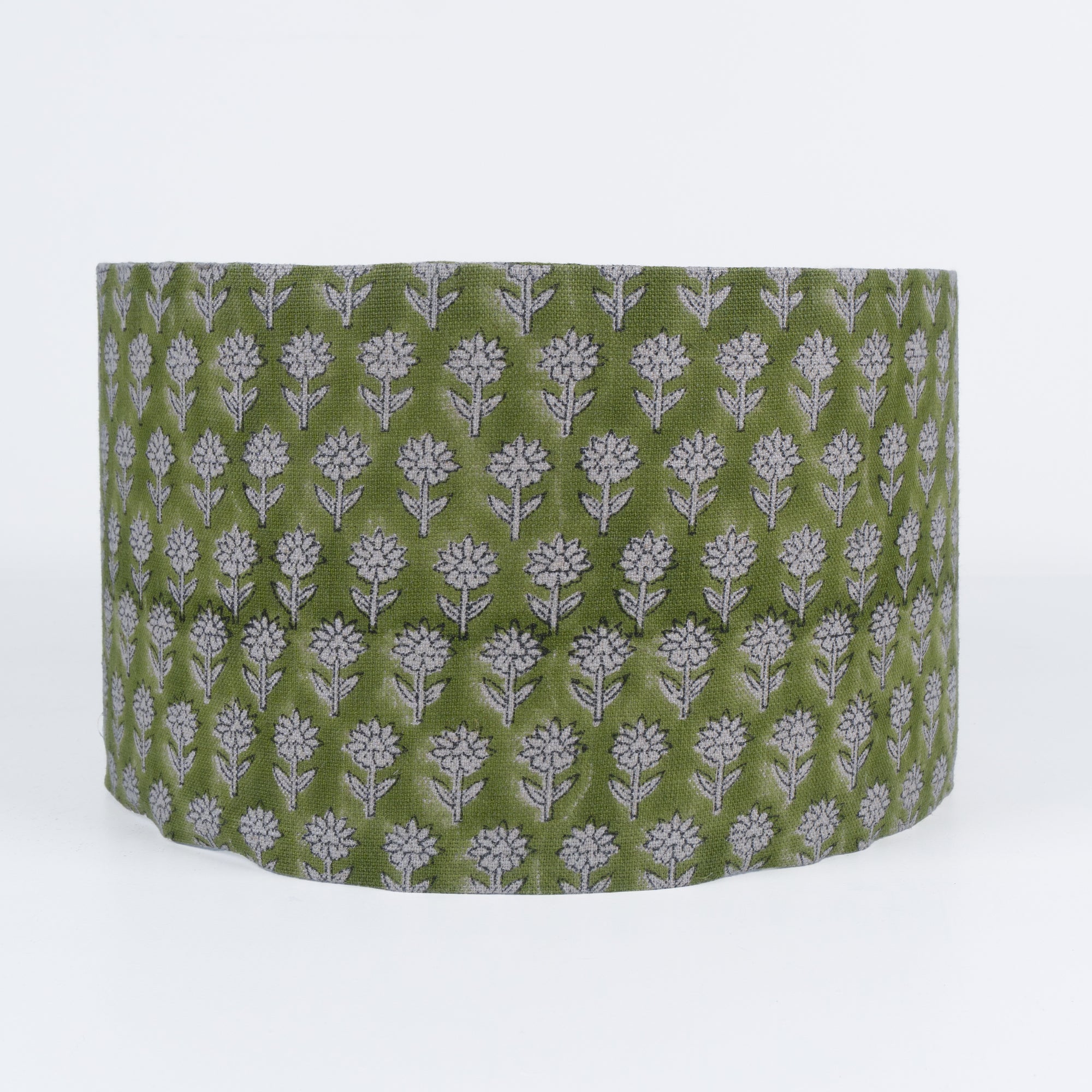 Olive Green Handcrafted Linen Floor Lampshade - Pankhudi