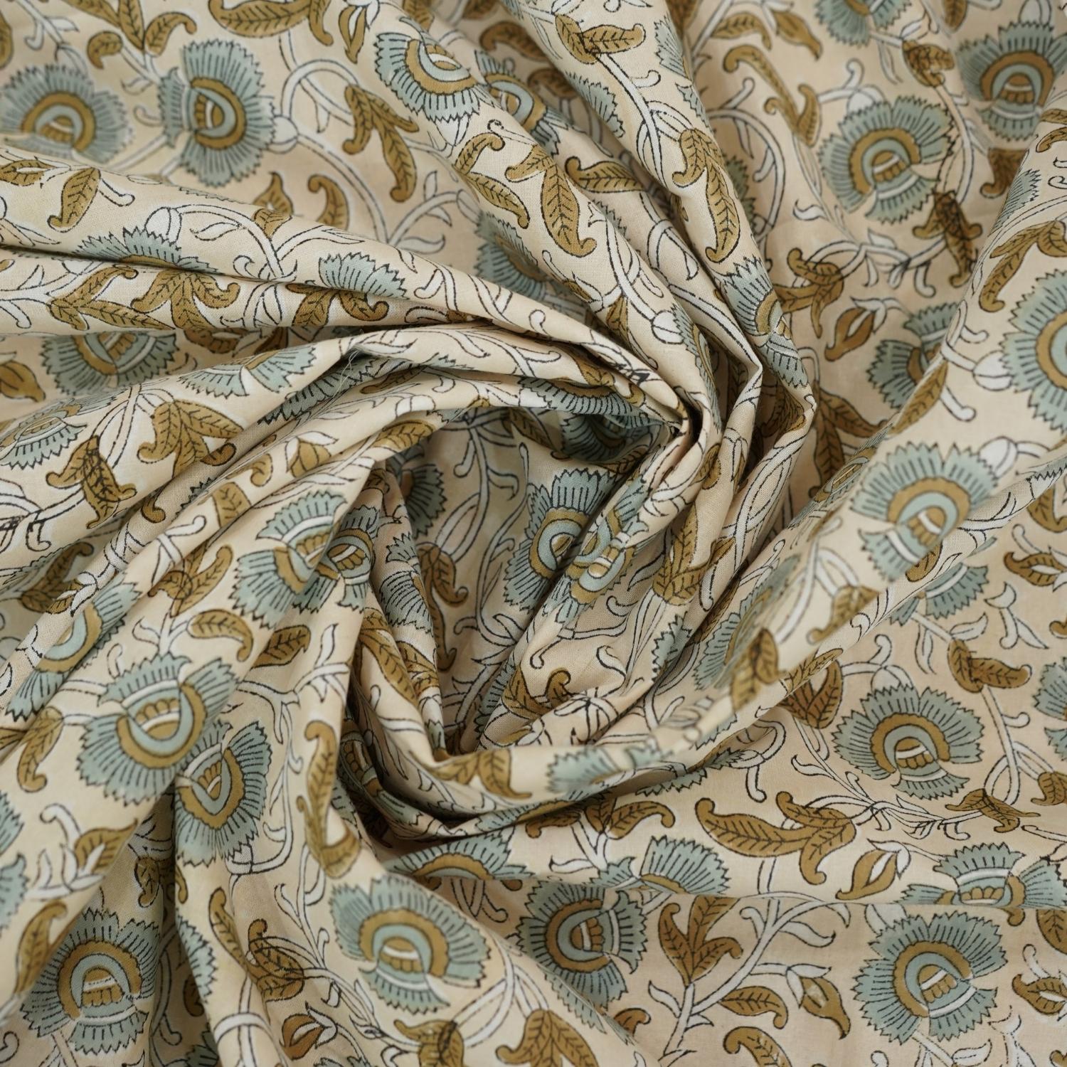 Indulge in the softness of pure cotton with our floral hand block printed bedsheet. The set, complete with pillow covers, combines traditional technique and modern comfort, ideal for a cozy, elegant bedroom retreat.