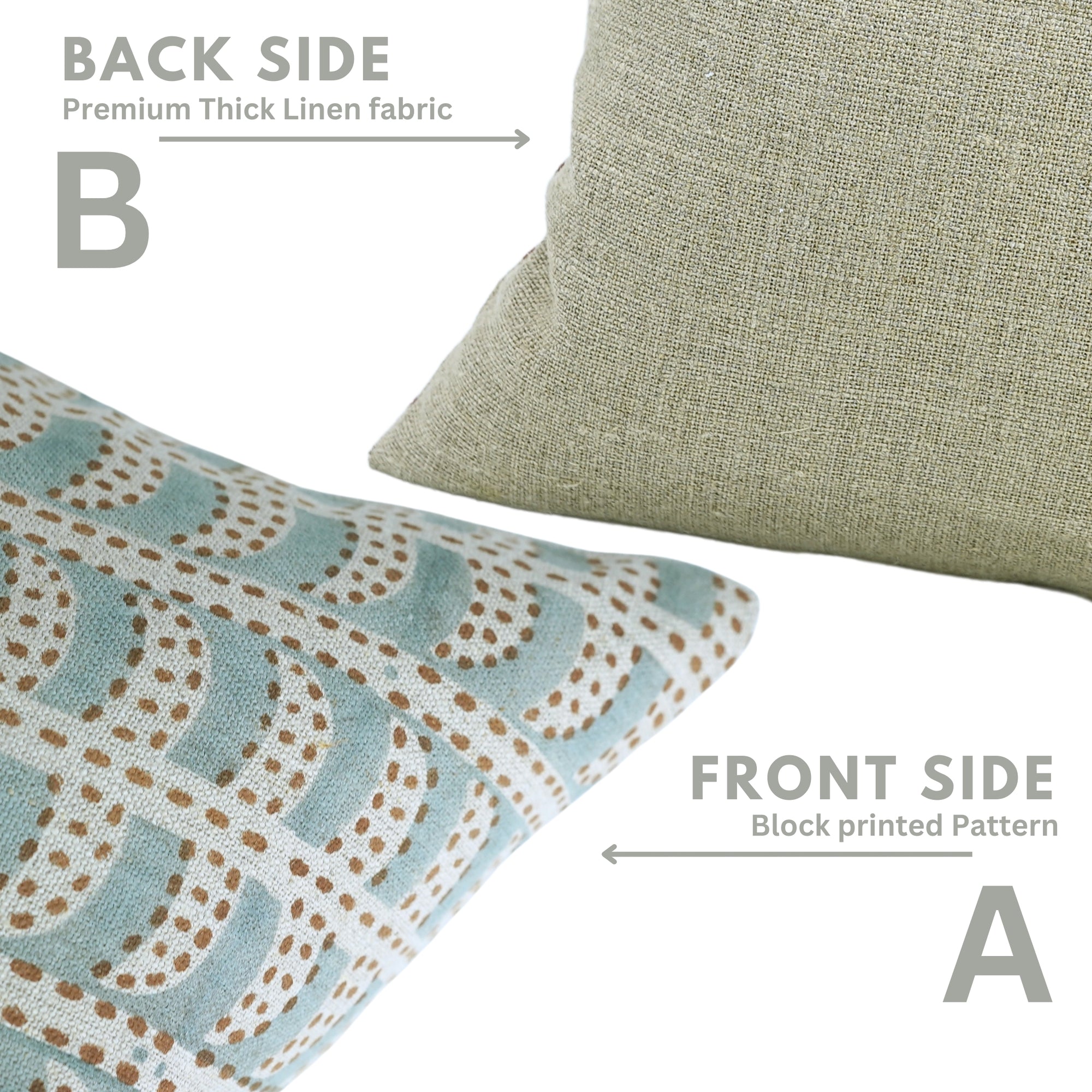 Hand Block Printed Thick Linen Designer Pillow Cover - Blue Garud