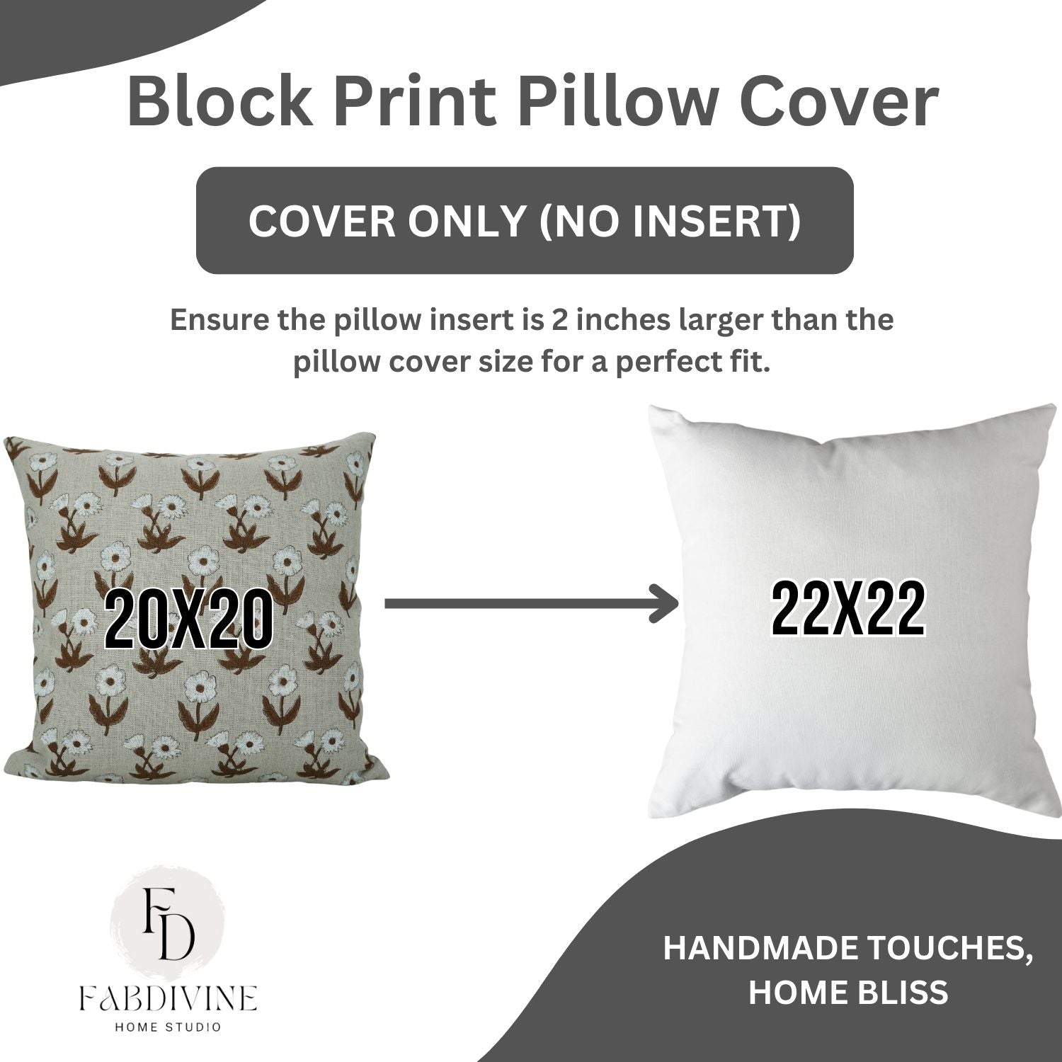 Elegant Floral Block Printed Thick Linen Cushion Cases - Kirti
