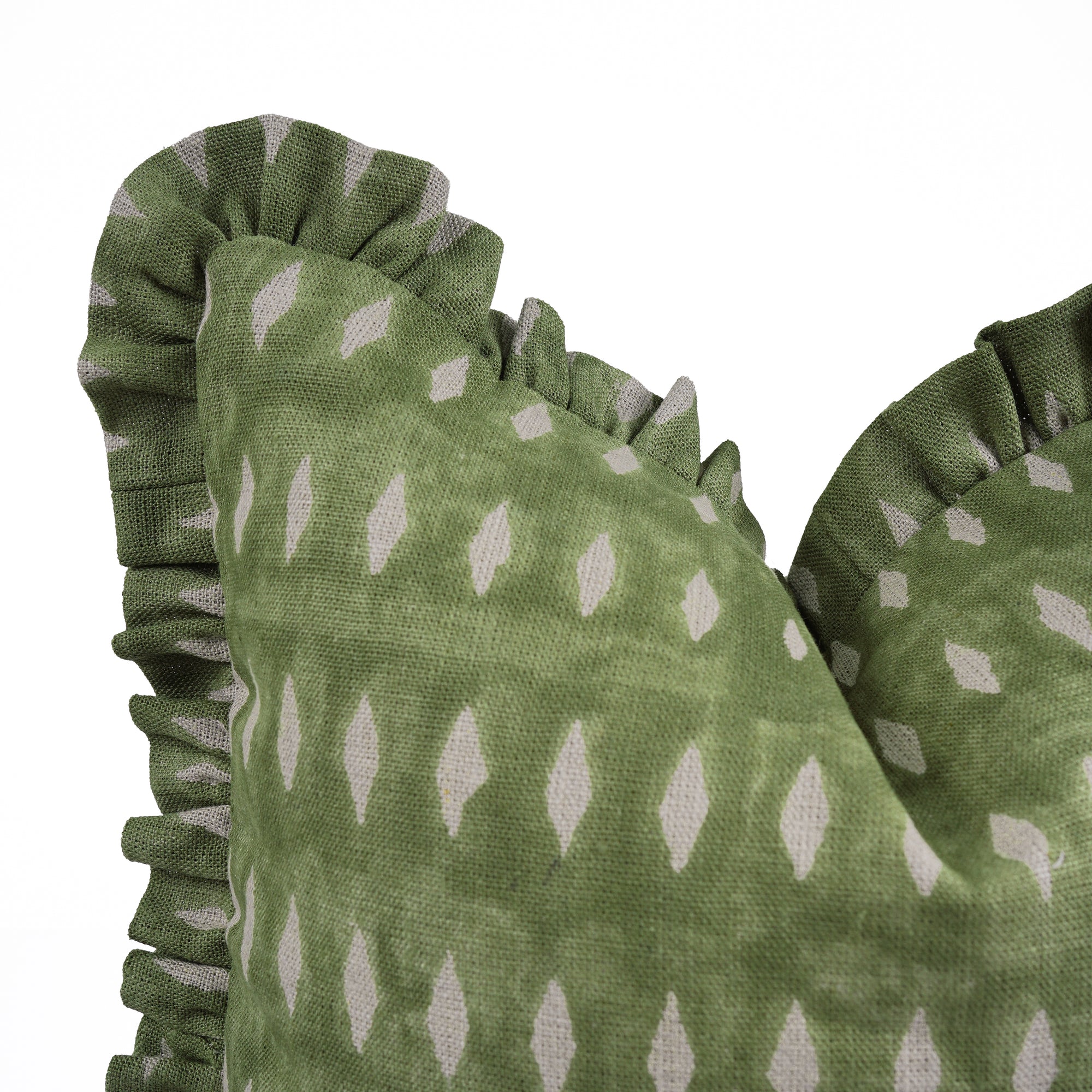 Indian Artisan Omji Hand Block Print Green Pillow Cover